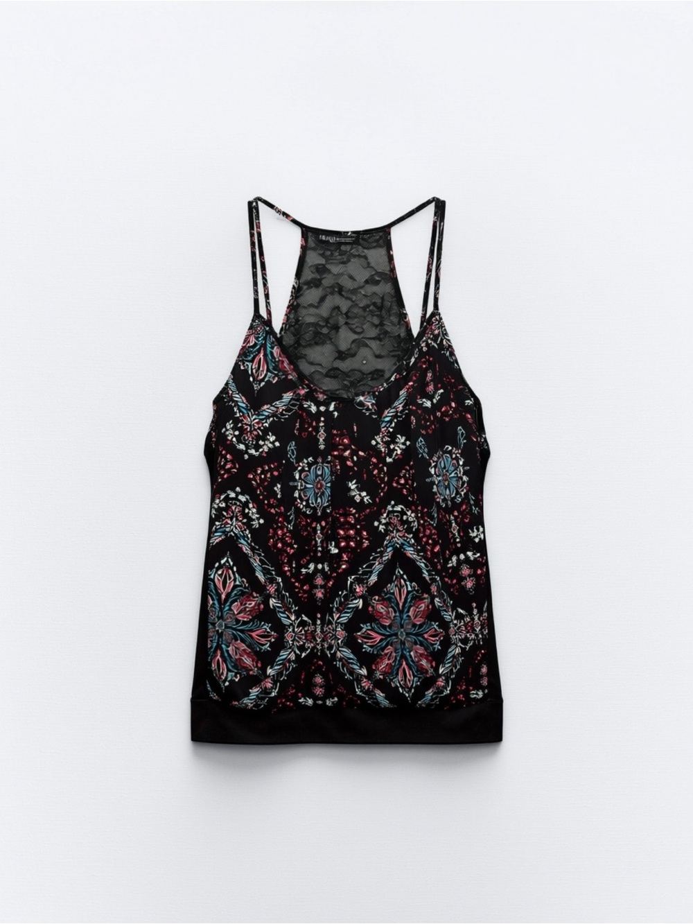 Maurice's brand - Floral Lace-Back Cami Tank Top in Black - M